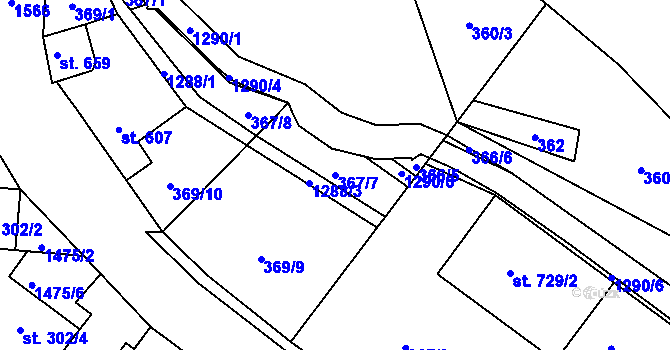 Parcela st. 367/7 v KÚ Bělá u Děčína, Katastrální mapa