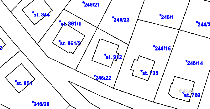 Parcela st. 912 v KÚ Bělá u Děčína, Katastrální mapa