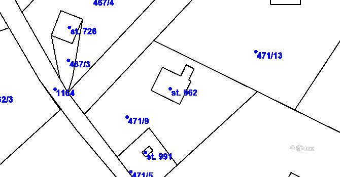 Parcela st. 962 v KÚ Bělá u Děčína, Katastrální mapa