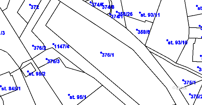 Parcela st. 376/1 v KÚ Bělá u Děčína, Katastrální mapa
