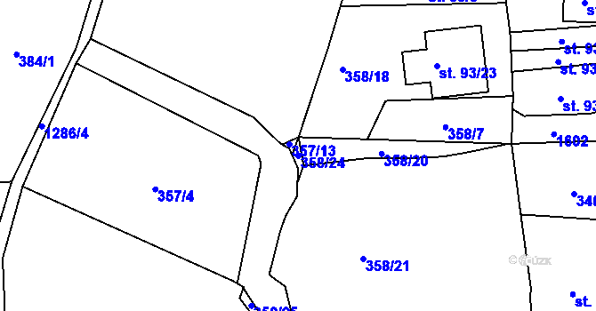Parcela st. 358/24 v KÚ Bělá u Děčína, Katastrální mapa