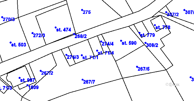 Parcela st. 71/4 v KÚ Bělá u Děčína, Katastrální mapa
