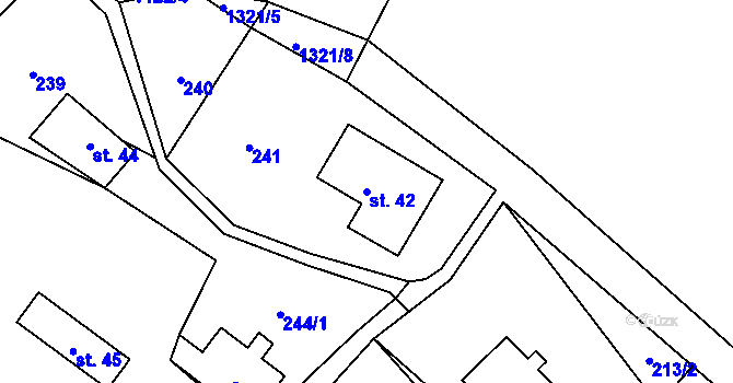 Parcela st. 42 v KÚ Prostřední Žleb, Katastrální mapa