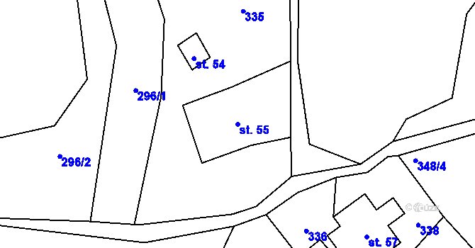 Parcela st. 55 v KÚ Prostřední Žleb, Katastrální mapa
