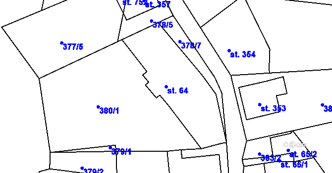 Parcela st. 64 v KÚ Prostřední Žleb, Katastrální mapa