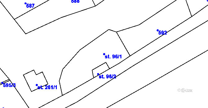 Parcela st. 96/1 v KÚ Prostřední Žleb, Katastrální mapa