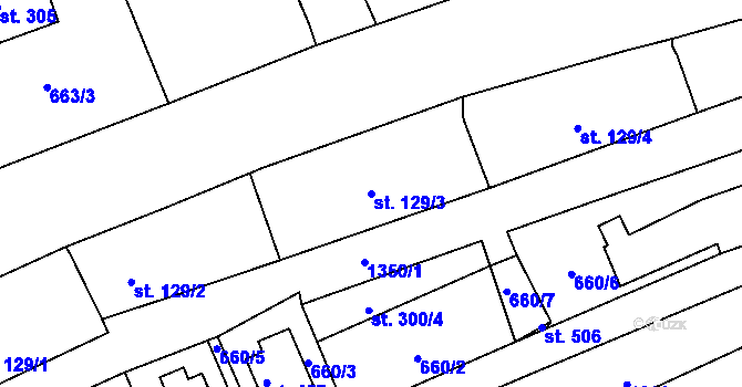 Parcela st. 129/3 v KÚ Prostřední Žleb, Katastrální mapa