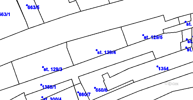 Parcela st. 129/4 v KÚ Prostřední Žleb, Katastrální mapa