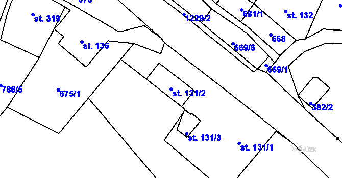 Parcela st. 131/2 v KÚ Prostřední Žleb, Katastrální mapa