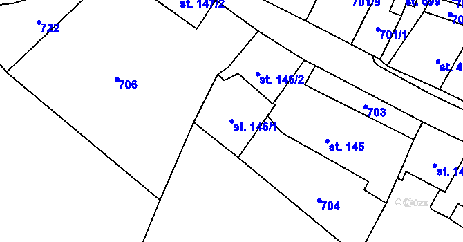 Parcela st. 146/1 v KÚ Prostřední Žleb, Katastrální mapa