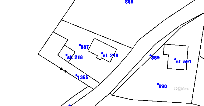 Parcela st. 219 v KÚ Prostřední Žleb, Katastrální mapa