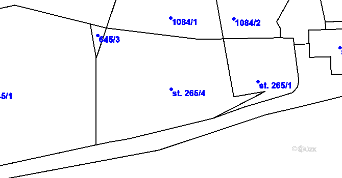 Parcela st. 265/4 v KÚ Prostřední Žleb, Katastrální mapa