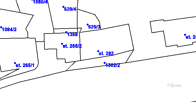 Parcela st. 282 v KÚ Prostřední Žleb, Katastrální mapa