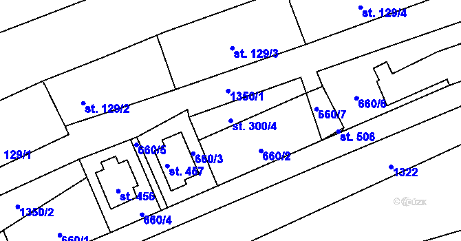 Parcela st. 300/4 v KÚ Prostřední Žleb, Katastrální mapa