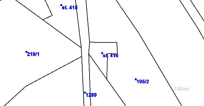 Parcela st. 416 v KÚ Prostřední Žleb, Katastrální mapa