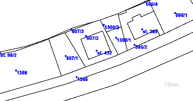 Parcela st. 432 v KÚ Prostřední Žleb, Katastrální mapa