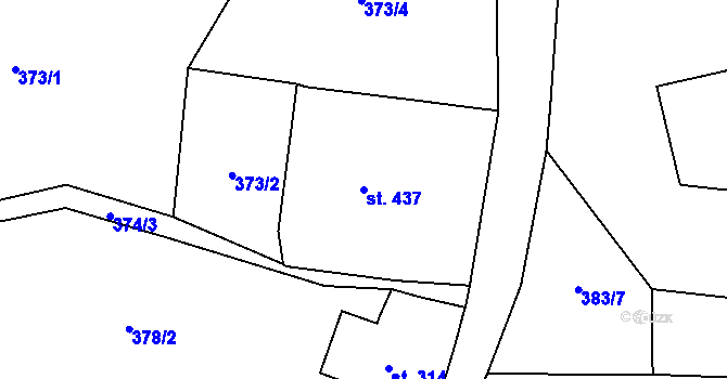 Parcela st. 437 v KÚ Prostřední Žleb, Katastrální mapa