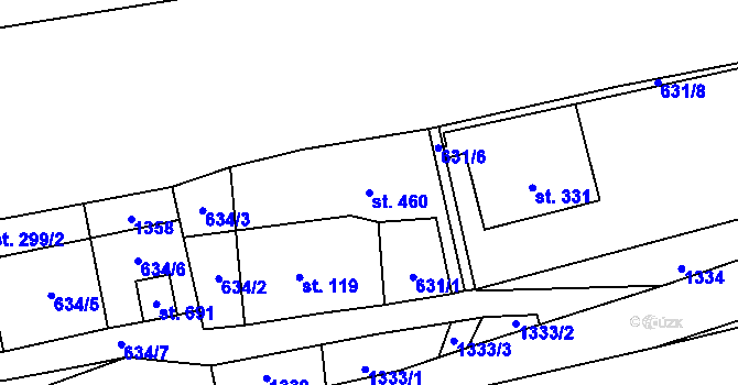 Parcela st. 460 v KÚ Prostřední Žleb, Katastrální mapa