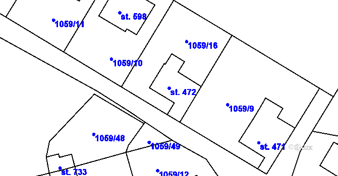 Parcela st. 472 v KÚ Prostřední Žleb, Katastrální mapa