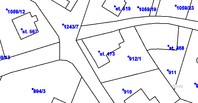 Parcela st. 473 v KÚ Prostřední Žleb, Katastrální mapa