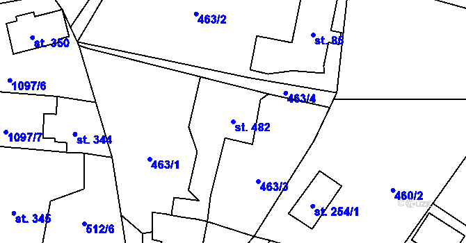 Parcela st. 482 v KÚ Prostřední Žleb, Katastrální mapa