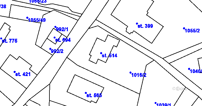 Parcela st. 514 v KÚ Prostřední Žleb, Katastrální mapa