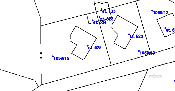 Parcela st. 525 v KÚ Prostřední Žleb, Katastrální mapa