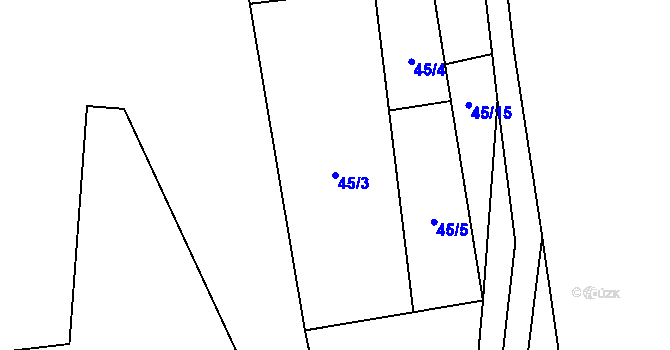 Parcela st. 45/3 v KÚ Prostřední Žleb, Katastrální mapa