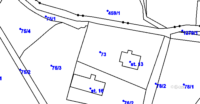 Parcela st. 73 v KÚ Prostřední Žleb, Katastrální mapa