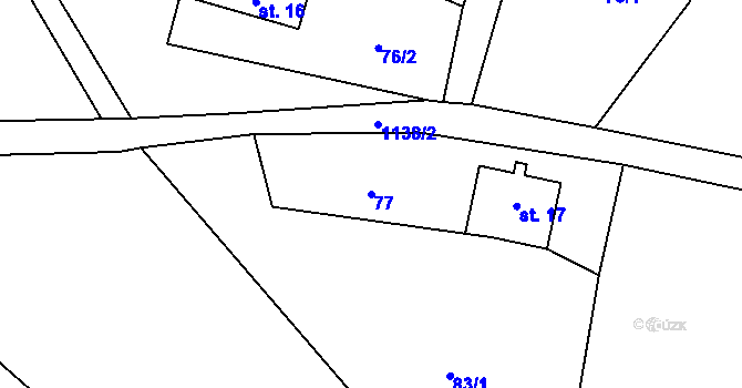 Parcela st. 77 v KÚ Prostřední Žleb, Katastrální mapa