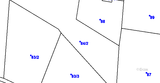 Parcela st. 84/2 v KÚ Prostřední Žleb, Katastrální mapa