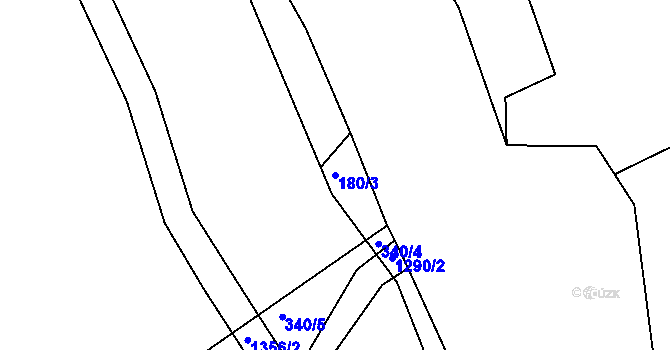 Parcela st. 180/3 v KÚ Prostřední Žleb, Katastrální mapa