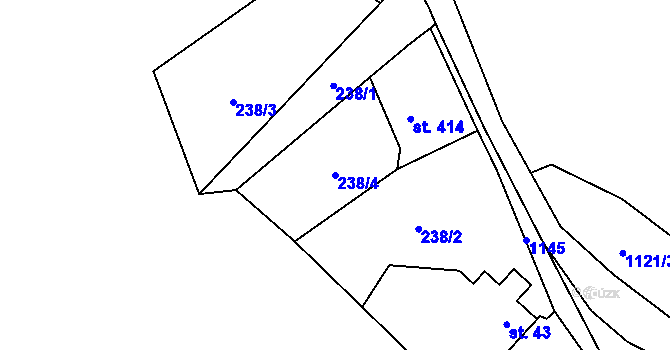 Parcela st. 238/4 v KÚ Prostřední Žleb, Katastrální mapa