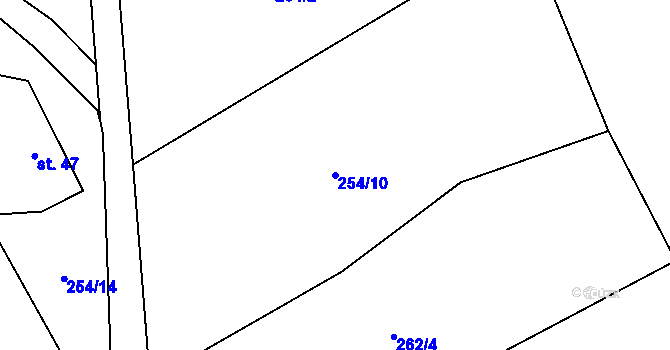 Parcela st. 254/10 v KÚ Prostřední Žleb, Katastrální mapa