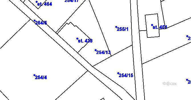 Parcela st. 254/13 v KÚ Prostřední Žleb, Katastrální mapa