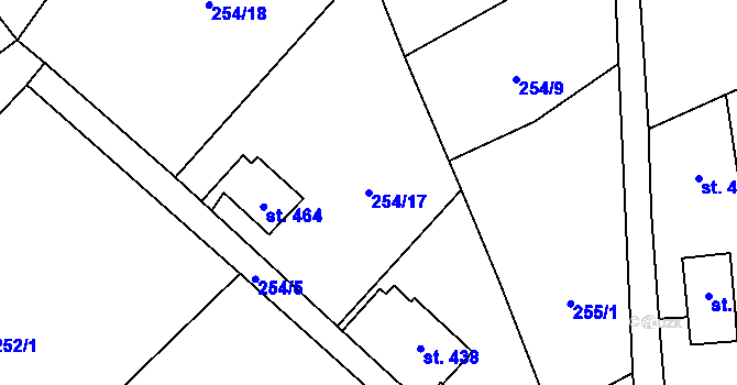 Parcela st. 254/17 v KÚ Prostřední Žleb, Katastrální mapa