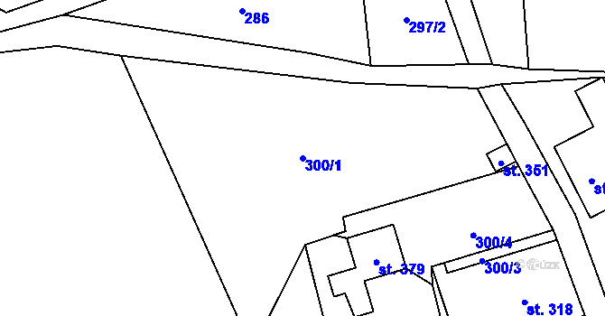 Parcela st. 300/1 v KÚ Prostřední Žleb, Katastrální mapa