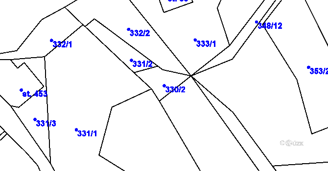 Parcela st. 330/2 v KÚ Prostřední Žleb, Katastrální mapa