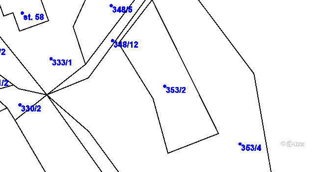 Parcela st. 353/2 v KÚ Prostřední Žleb, Katastrální mapa
