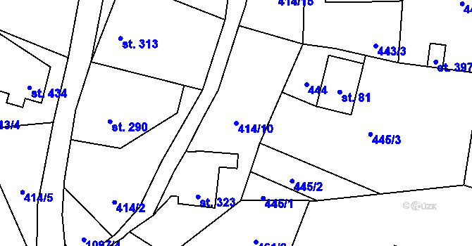Parcela st. 414/10 v KÚ Prostřední Žleb, Katastrální mapa