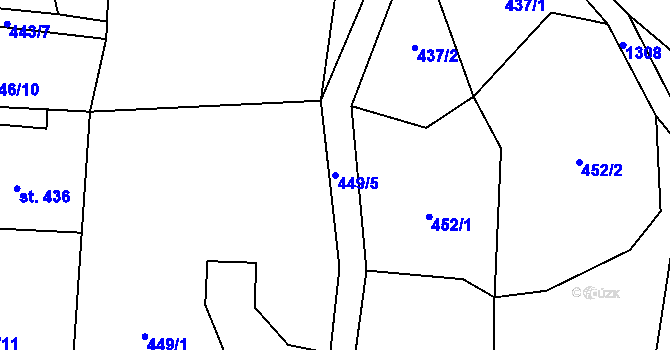 Parcela st. 449/5 v KÚ Prostřední Žleb, Katastrální mapa