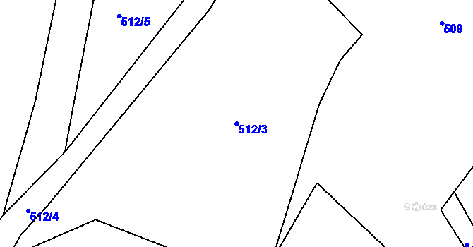 Parcela st. 512/3 v KÚ Prostřední Žleb, Katastrální mapa