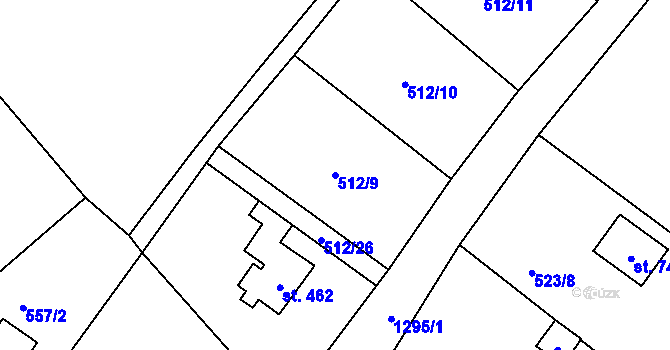 Parcela st. 512/9 v KÚ Prostřední Žleb, Katastrální mapa