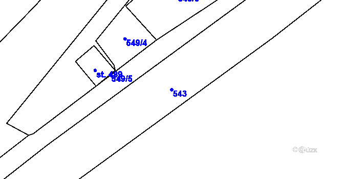 Parcela st. 543 v KÚ Prostřední Žleb, Katastrální mapa