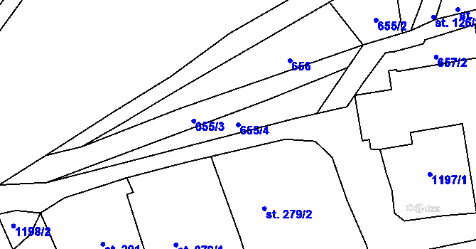 Parcela st. 655/4 v KÚ Prostřední Žleb, Katastrální mapa