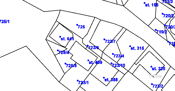 Parcela st. 723/6 v KÚ Prostřední Žleb, Katastrální mapa