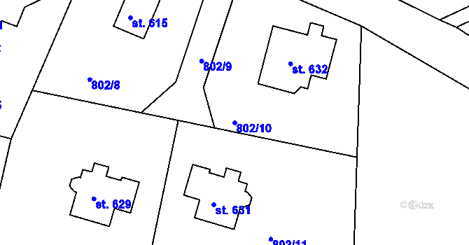 Parcela st. 802/10 v KÚ Prostřední Žleb, Katastrální mapa