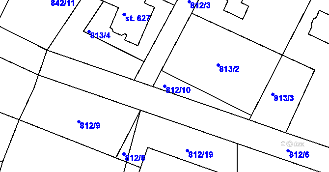 Parcela st. 812/10 v KÚ Prostřední Žleb, Katastrální mapa