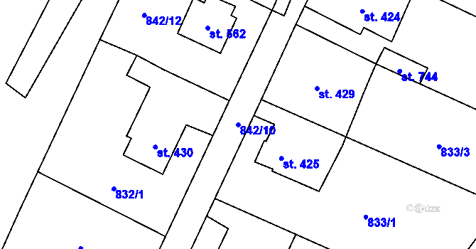 Parcela st. 842/10 v KÚ Prostřední Žleb, Katastrální mapa