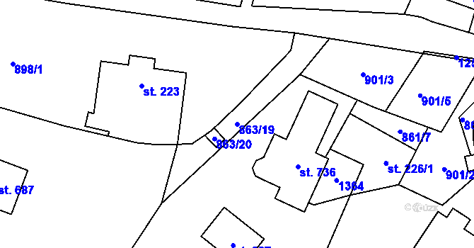 Parcela st. 863/19 v KÚ Prostřední Žleb, Katastrální mapa